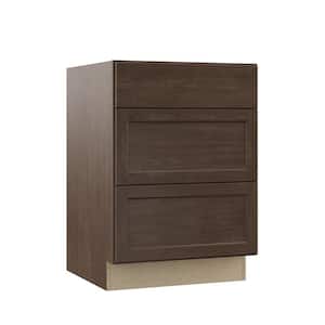 Shaker Assembled 24x34.5x24 in. Drawer Base Kitchen Cabinet with Ball-Bearing Drawer Glides in Brindle
