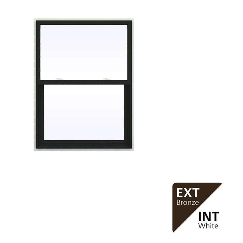 JELD-WEN 36 in. x 54 in. V-2500 Series Bronze Exterior/White Interior ...