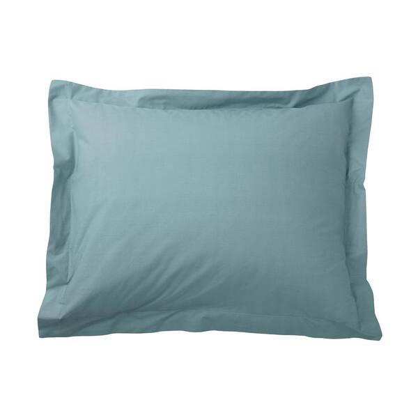 Cstudio Home by The Company Store Organic Blue Haze Solid 200-Thread Count Cotton Percale Standard Sham