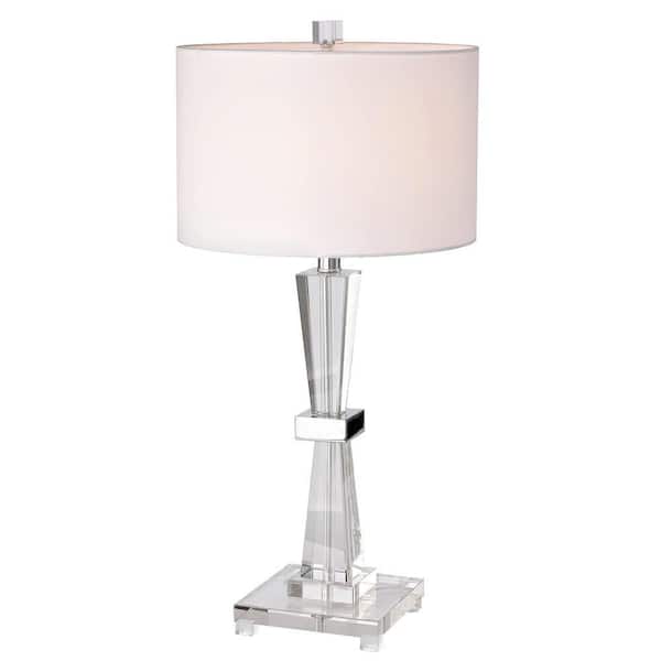 Warehouse of Tiffany Sarina 27 in. 1-Light Indoor Chrome Table Lamp with Light Kit