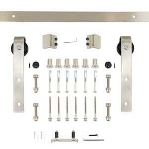 Expressions 78 in. Brushed Stainless Steel Bent Strap Barn Door Hardware and Track Kit