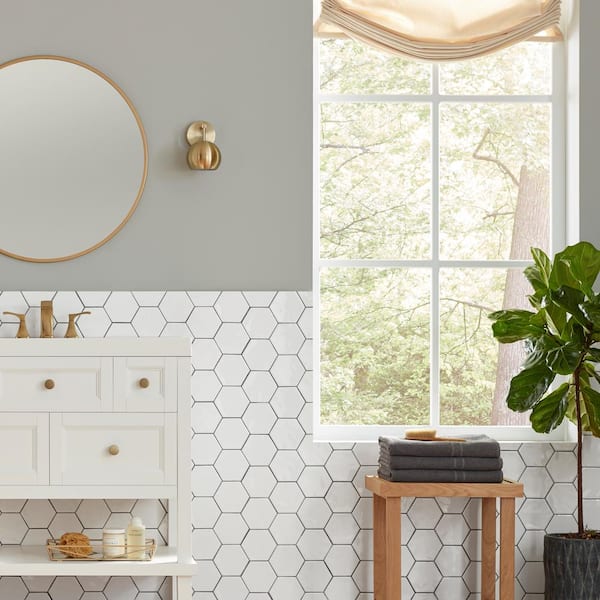 LuxeCraft White 4-1/4 in. x 4-7/8 in. Glazed Ceramic Hexagon Wall Tile (3 sq. ft./Case)