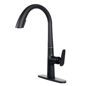 Single-Handles Touchless Pull Down Sprayer Kitchen Faucet Motion Sensor Kitchen Sink Faucet in Matte Black