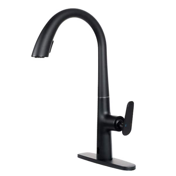 GIVING TREE Single-Handles Touchless Pull Down Sprayer Kitchen Faucet Motion Sensor Kitchen Sink Faucet in Matte Black