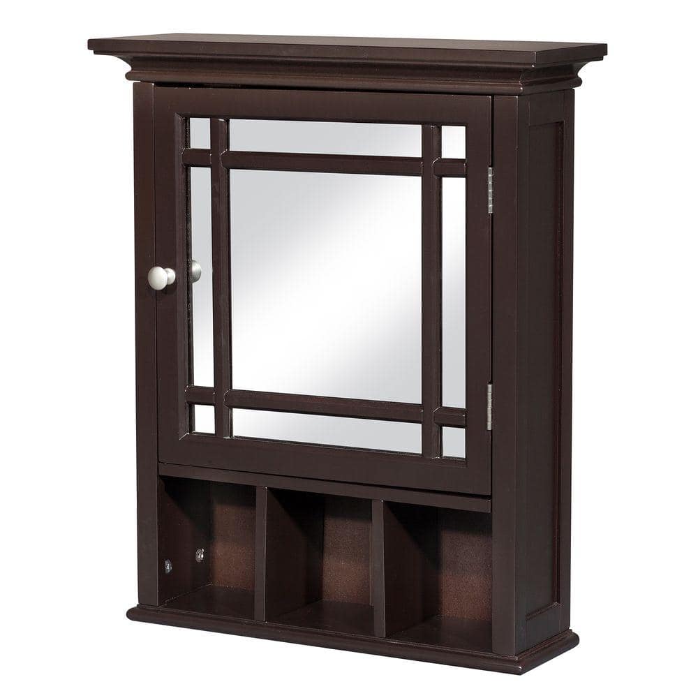 Neal Mission Style Dark Espresso Wood Medicine Cabinet with Mirror