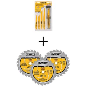 Bi-Metal Reciprocating Saw Blade Set with Case (16-Piece) and FLEXVOLT 7-1/4 in. 24 Tooth Circular Saw Blades (3-Pack)