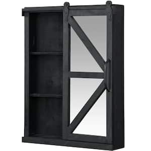 21 x 5.5 x 28 in. Square Mirror Black Winona Farmhouse Barn Door Cabinet Mirror