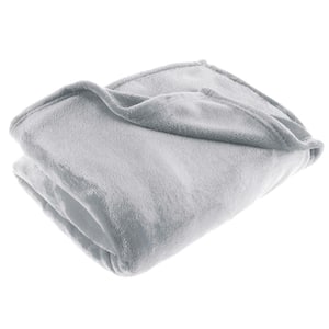 Gray Oversized Flannel Fleece Throw Blanket