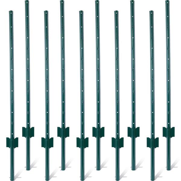 Tidoin 4 ft. H Heavy Duty Metal Line Fence Post with U-Channel (10-Pack)