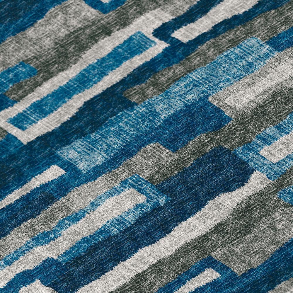 Modern Elegance Flat-Woven Blue Chenille 5' x 7' Abstract Rug