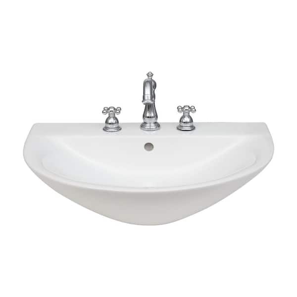 Barclay Products Morning 650 Wall-Mount Sink in White with 8 in. Widespread Faucet Holes