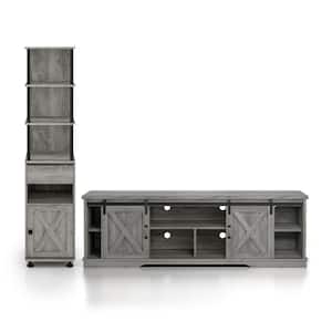 Cheverly 71 in. Vintage Gray Oak TV Stand Fits TV's up to 80 in. with One TV Tower