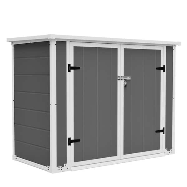2.5ft. W x 4.7 ft Resin Outdoor Storage Shed with Ramp & Hydraulic Lid, Lockable Waterproof Storage Cabinet