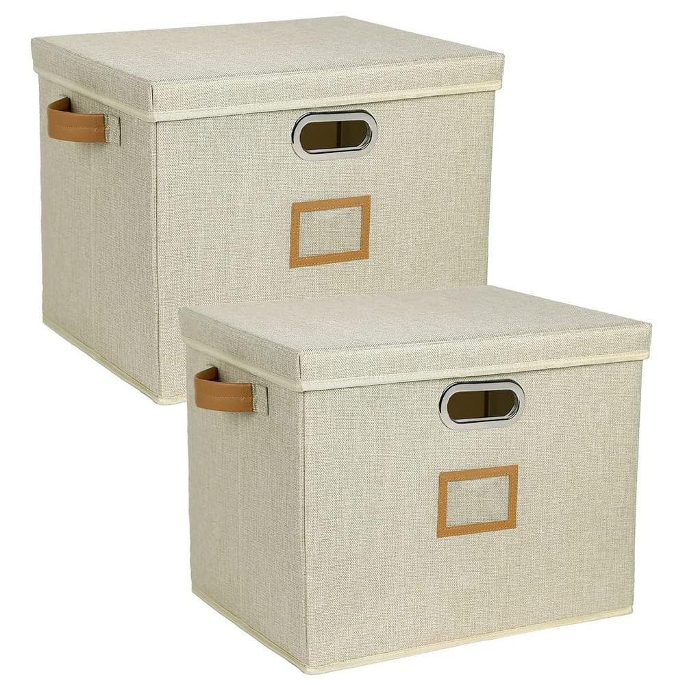 5 Gal. Large Storage Box, Cream Linen, 2-Piece