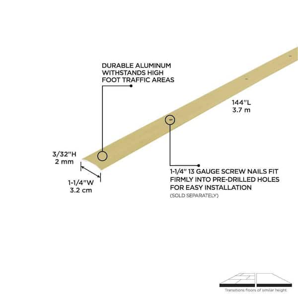 1-1/4""X 144" SATIN BRASS ALUMINUM SEAM BINDER HAMMERED