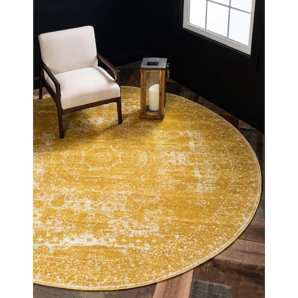 Yellow 5 ft. Round Bromley Area Rug
