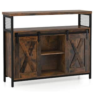 Brown Wood 39.5 in. Sideboard Cabinet with Spacious Table Top Adjustable Shelves