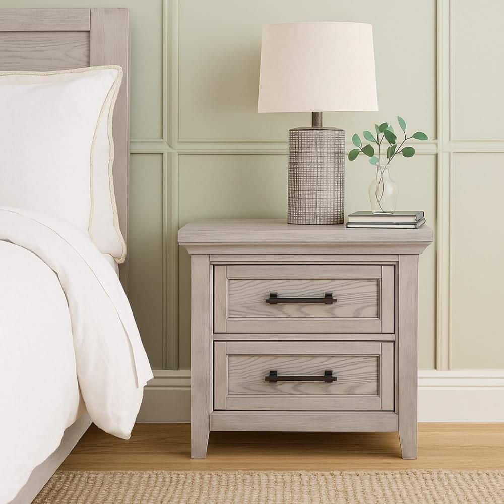 Bix Light Gray and Bronze 2-Drawer 28 in. W Nightstand