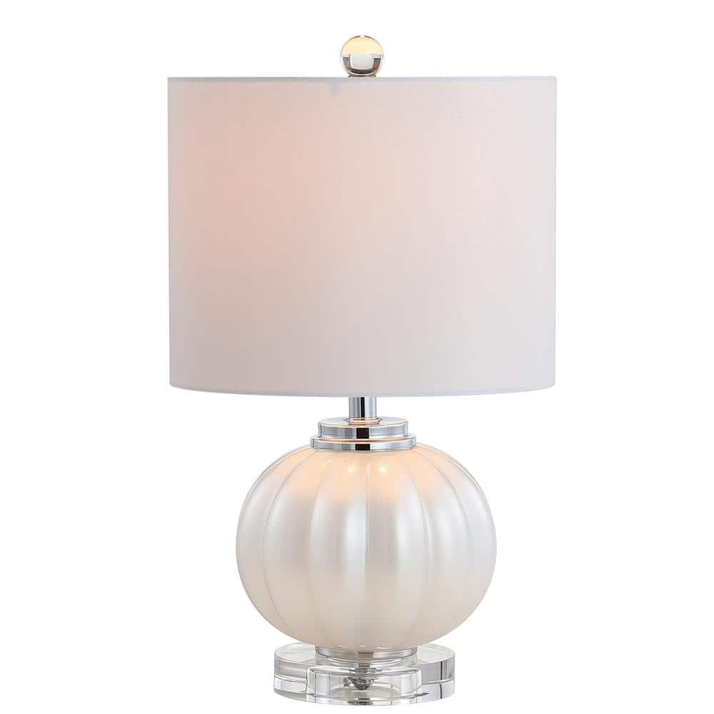 Iridescent Ivory 17.5" Glass Table Lamp with White Silk Shade