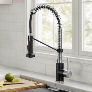 Bolden Single Handle Pull Down Sprayer Kitchen Faucet with Dual Function Sprayhead in Stainless Steel/Matte Black