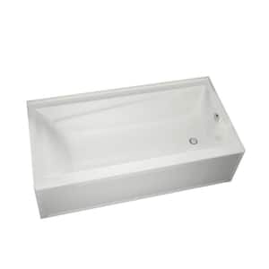 New Town 59 in. x 30 in. Right Drain Rectangular Alcove Non-Whirlpool Tub in White