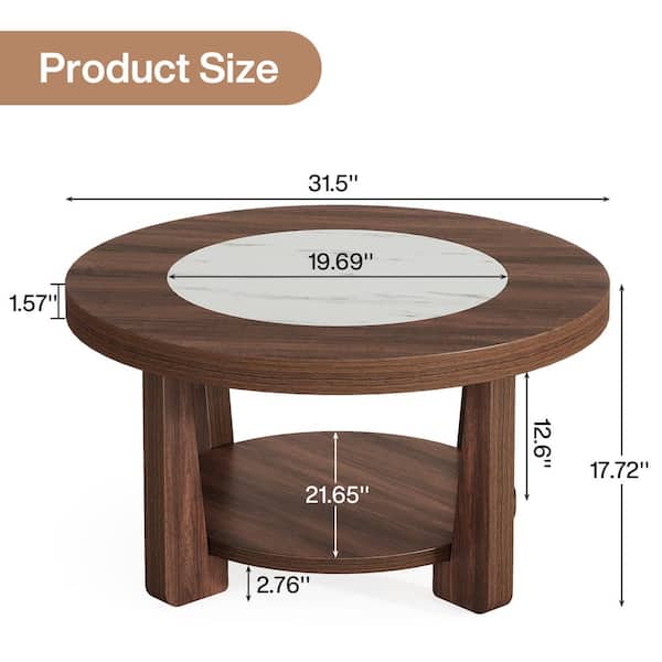 Jessie Small Round Nesting Coffee Tables - 40x40x48cm, Walnut Finish, Mid Century Modern For Living Room