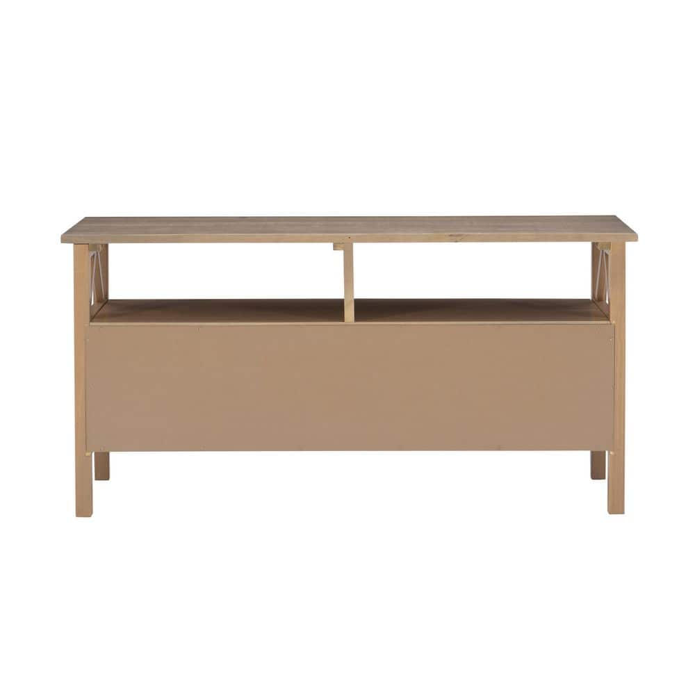 Rustic Gray 48'' Media Stand with Open Shelf and Storage Drawers