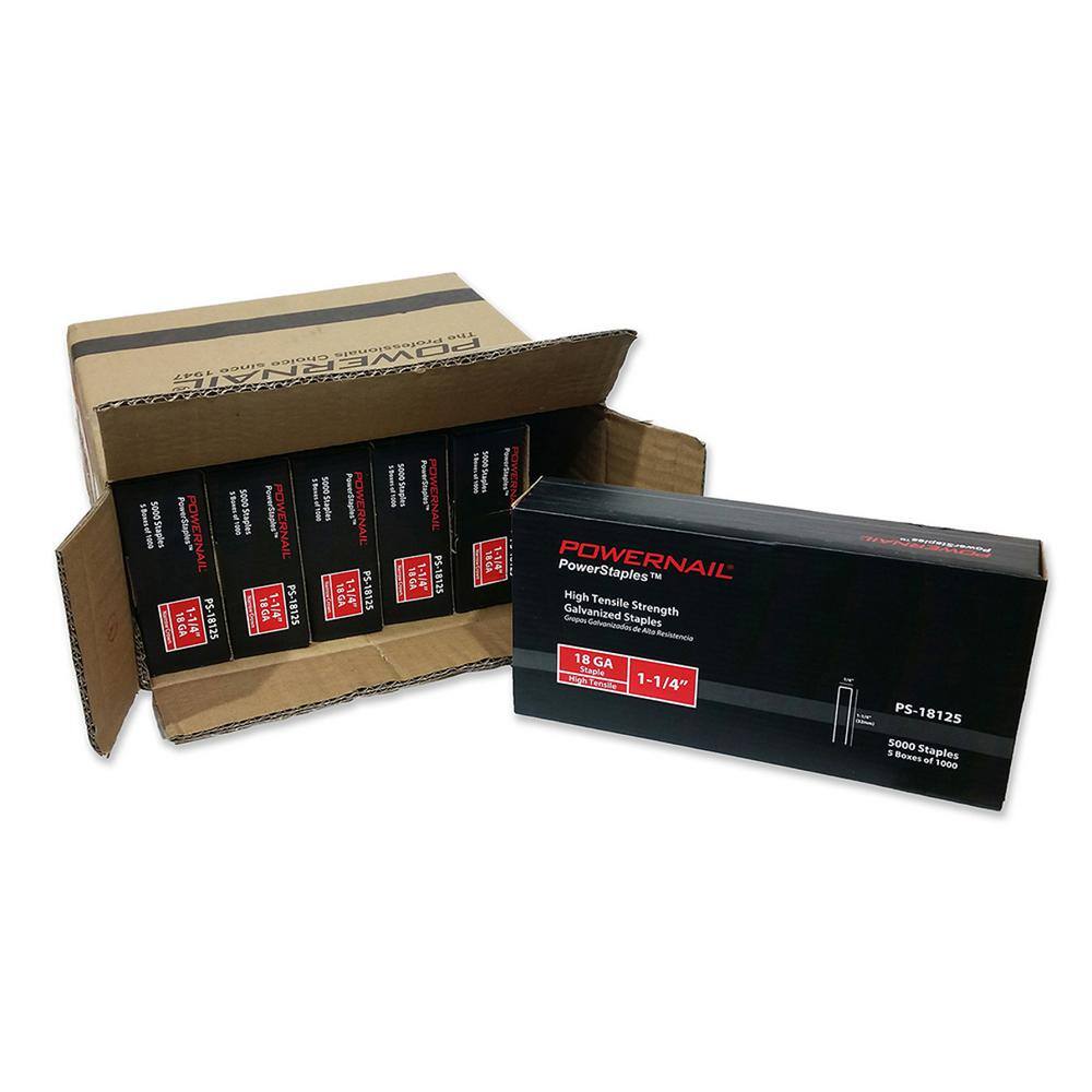thumbnail image 2 of Powernail PS18112 18-Gauge 1-1/8" Narrow Crown Staples – 1/4" Crown, 30,000 Count, Galvanized, Chisel Point 2 of 4