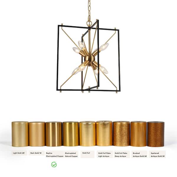 8-Light Black Modern Kitchen Island Chandelier, Sputnik Brass Hanging Pendant Light Caged Hanging Light