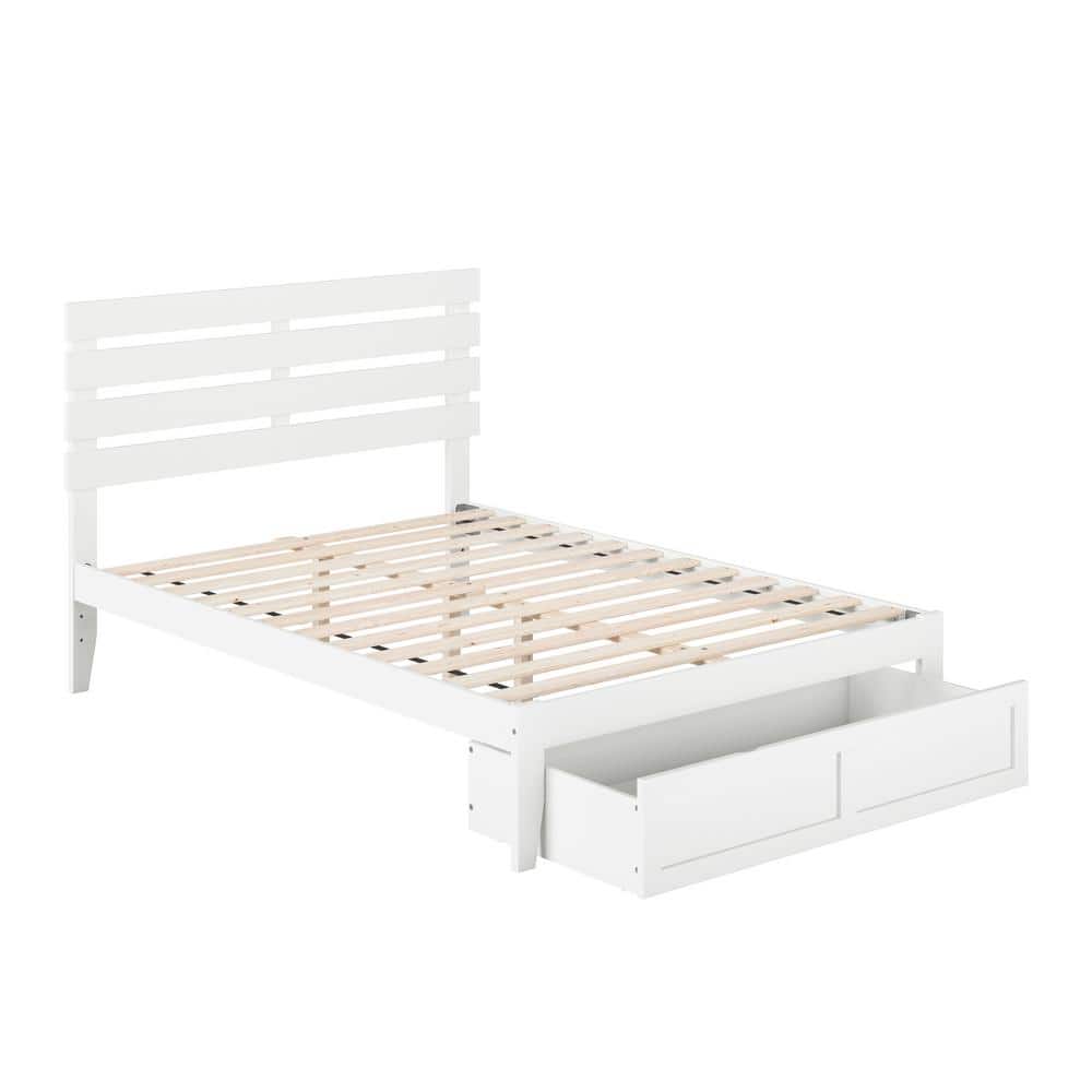 Oxford White Full Bed with Foot Drawer and USB Charger