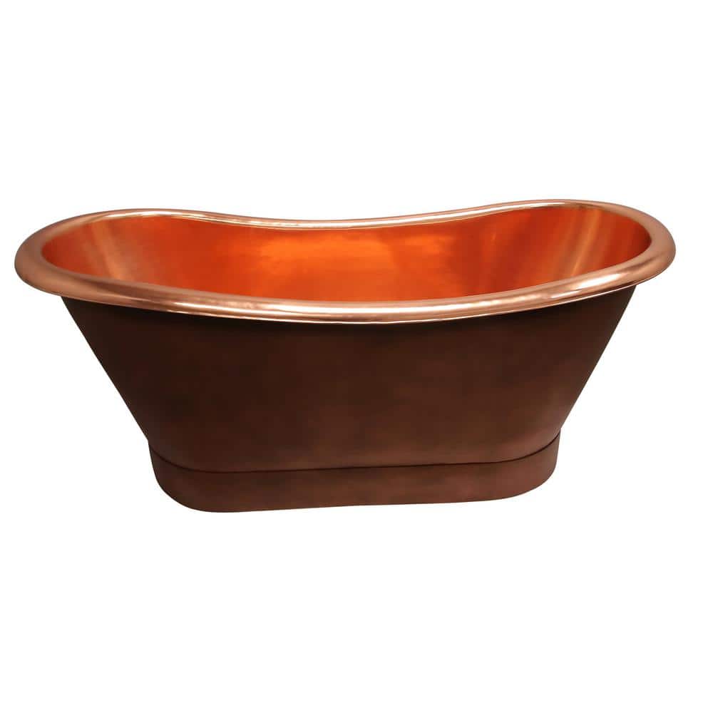 Luxurious Copper Clawfoot Double Slipper Freestanding Bathtub
