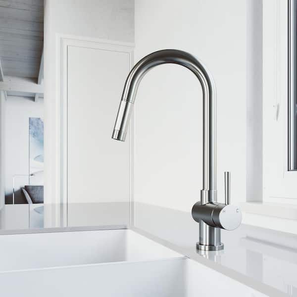 VIGO Gramercy Single-Handle Pull-Down Kitchen Faucet in Stainless Steel