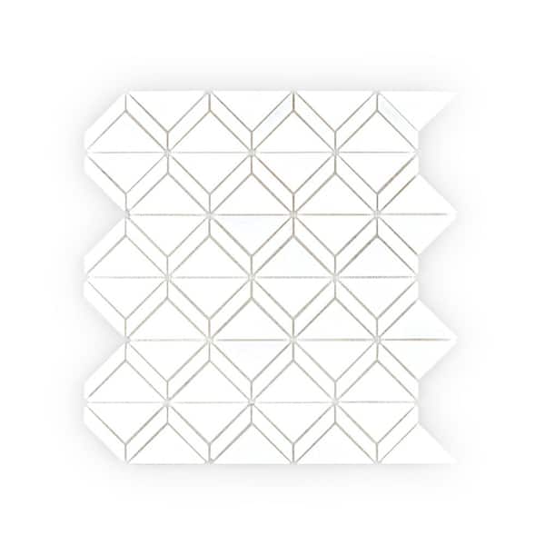 Jeffrey Court Marquee Star White 12.625 in. x 11.5 in. Triangle Polished Marble Wall and Floor Mosaic Tile (15 sq. ft. /Case)