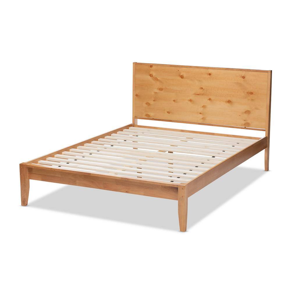 Marana King-Sized Pine Wood Frame Platform Bed with Natural Oak Finish