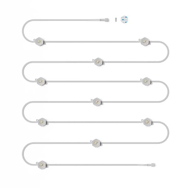 Hampton Bay 10 LED 16.4 ft. Plug-in Mini Integrated LED Novelty Permanent Outdoor String Light Expansion Set Powered by Hubspace SQHDE03-5PSL