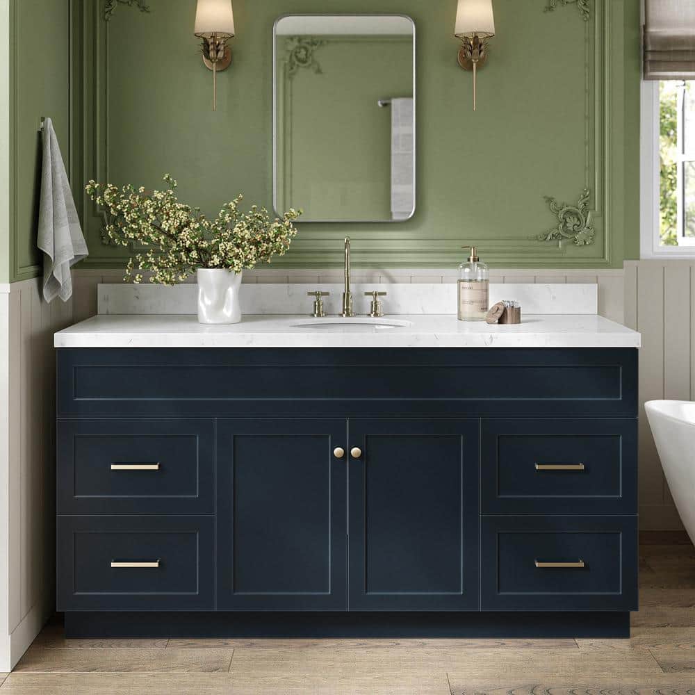 Midnight Blue 66" Freestanding Single Basin Vanity with Quartz Top