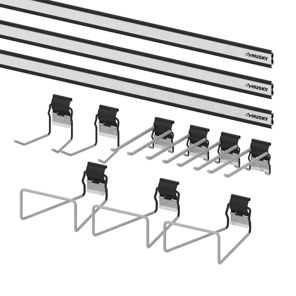 Husky Garage Wall Track Large Tool and Garden Starter Kit (12piece) 90423HWSK The Home Depot