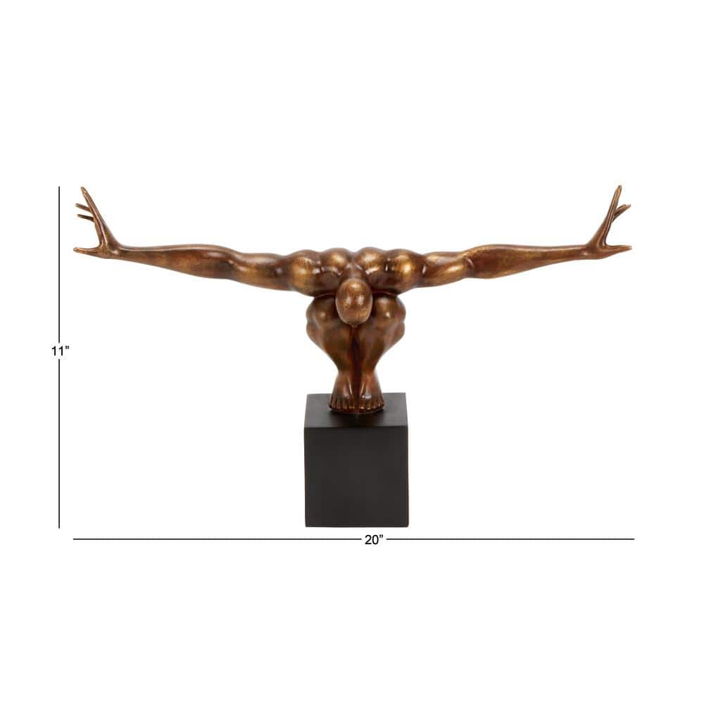 Elegant Bronze Polystone Diver Statue with Black Base - 4" x 20" x 11"