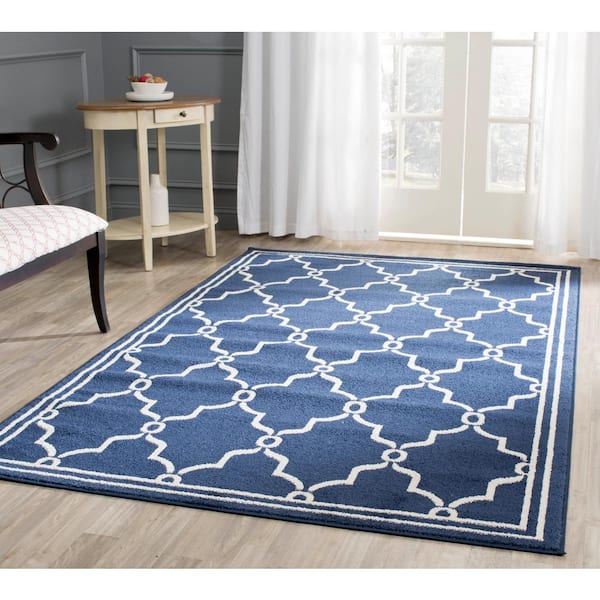 Amherst Navy/Beige Doormat 3 ft. x 5 ft. Geometric Diamond Area Rug