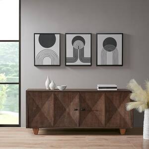 Cosmic Curl 3-Piece Black/Taupe Framed Canvas Set