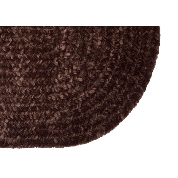 Chenille Braid Collection Chesnut 96" x 120" Oval 100% Polyester Reversible Solid Area Rug