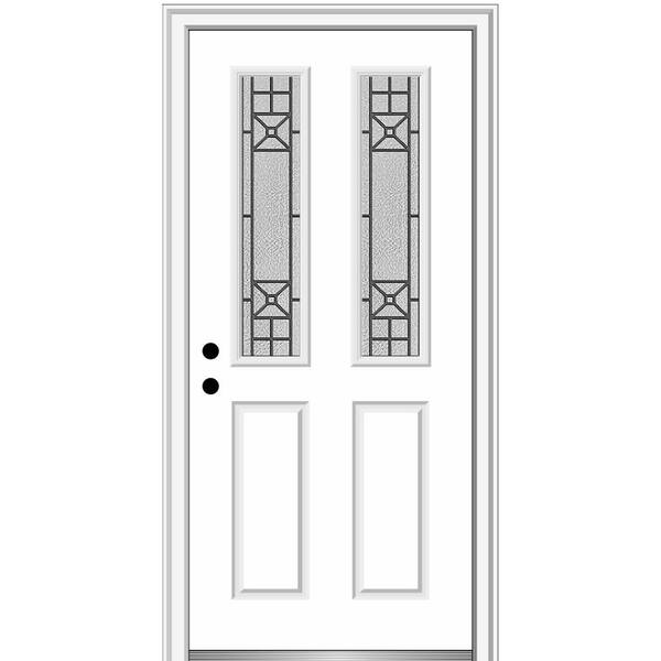 MMI Door 32 in. x 80 in. Courtyard Right-Hand 2-Lite Decorative Painted Fiberglass Smooth Prehung Front Door on 4-9/16 in. Frame