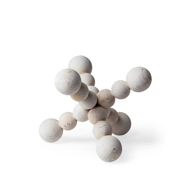 Carrollton I (Small) 7 L x 7 W Off-White Geometric Wood Ball Jack