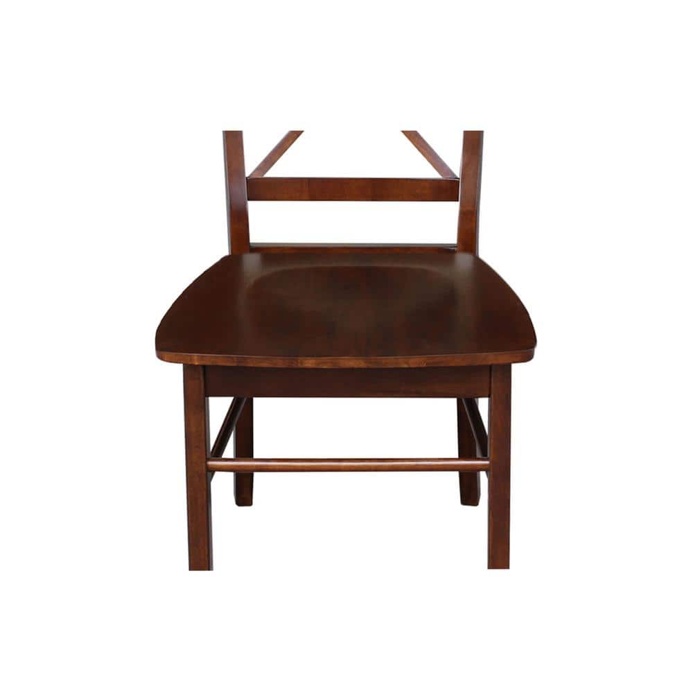 Espresso High Cross Back Solid Wood Side Chairs, Set of 2
