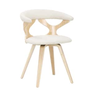 Gardenia Natural Wood and Cream Fabric Swivel Dining Chair
