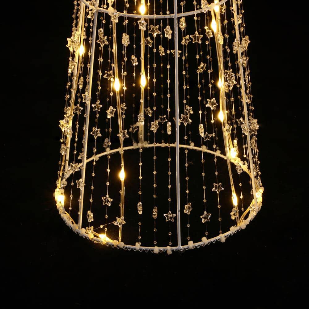 Gold Lighted Metal Cone Trees Set for Indoor and Outdoor Holiday Decoration