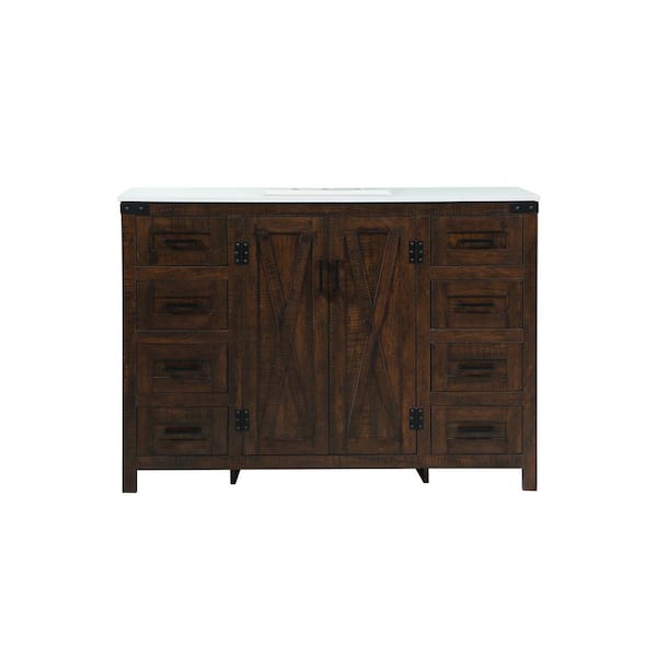 Unbranded Timeless Home 48 in. W x 19 in. D x 34 in. H Bath Vanity in Expresso with Ivory White Engineered Stone Top