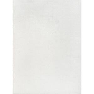 Rainbow Chroma Glam Solid Ivory 3 ft. 11 in. x 5 ft. 3 in. Multi-Textured Shimmer Pile Shag Area Rug