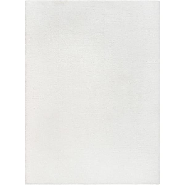 Well Woven Rainbow Chroma Glam Solid Ivory 5 ft. 3 in. x 7 ft. 3 in. Multi-Textured Shimmer Pile Shag Area Rug