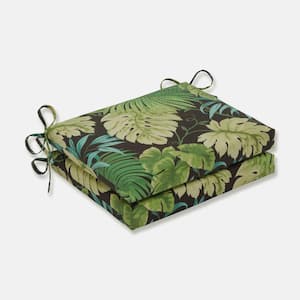 Floral 18.5 in. x 16 in. Outdoor Dining Chair Cushion in Green/Brown (Set of 2)